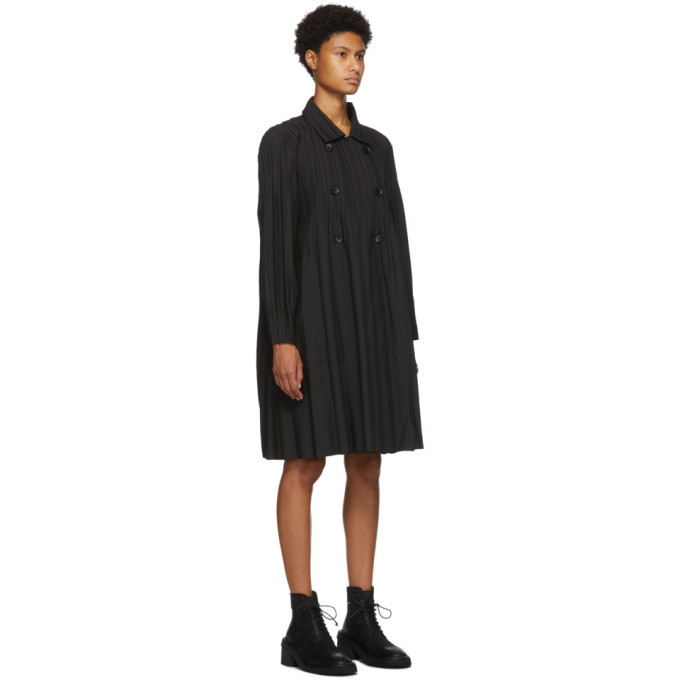 Pleats Please Issey Miyake Black Jaunty Coat Pleats Please Issey