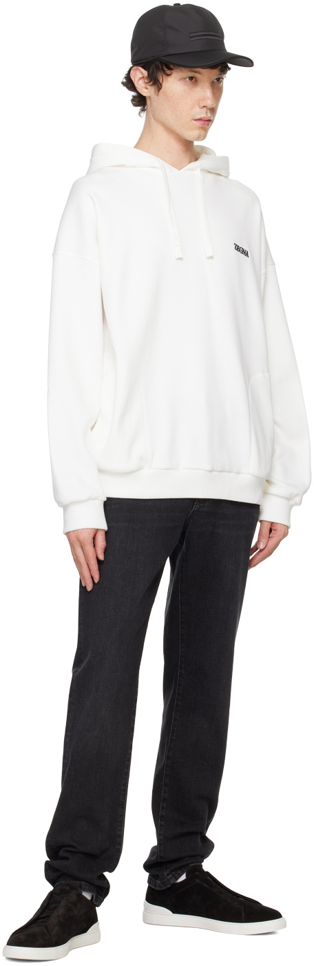 ZEGNA White Dropped Shoulders Hoodie