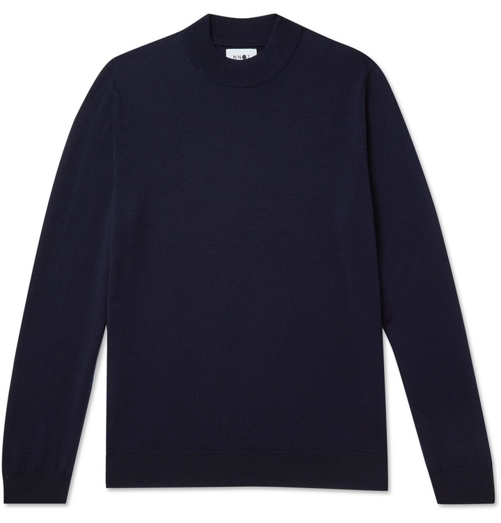 Photo: NN07 - Martin 6328 Wool Mock-Neck Sweater - Blue