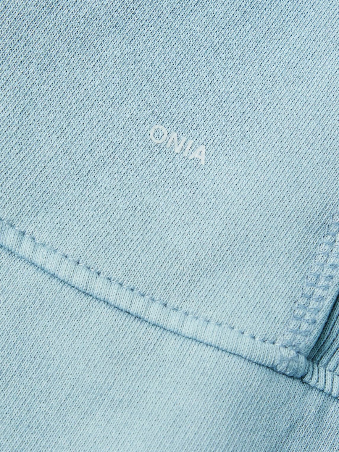 Onia - Garment-Dyed Cotton-Jersey Half-Zip Sweatshirt - Blue