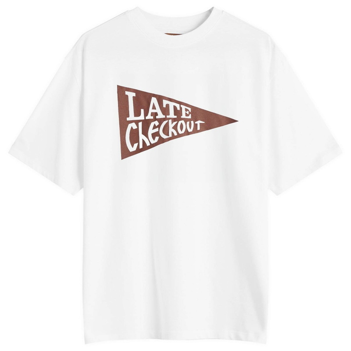 Photo: Late Checkout Men's Burgundy Flag T-Shirt in White