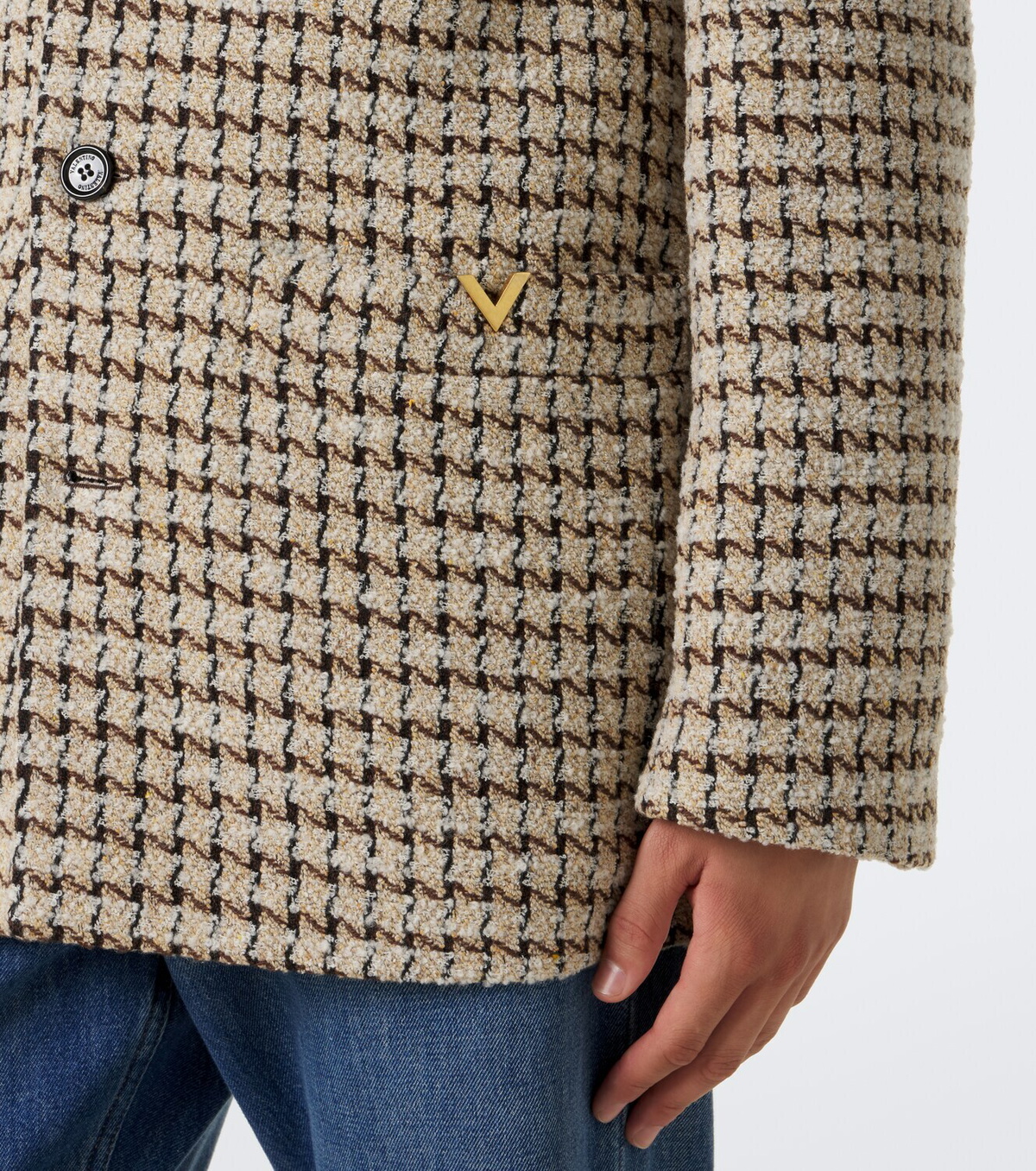 Valentino Houndstooth wool and silk-blend bouclé blazer