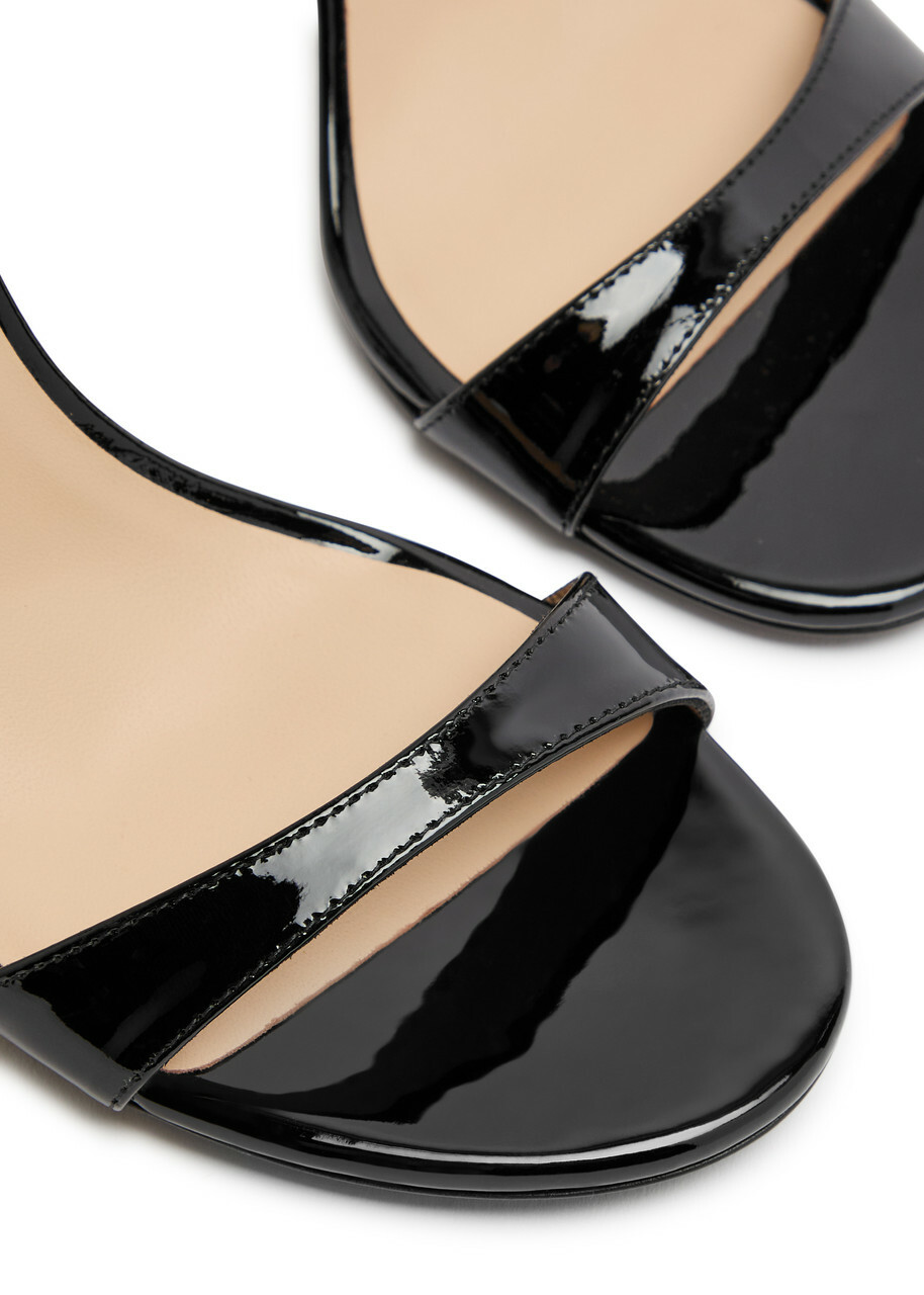 Stuart Weitzman Nudist 100 Patent Leather Sandals Black