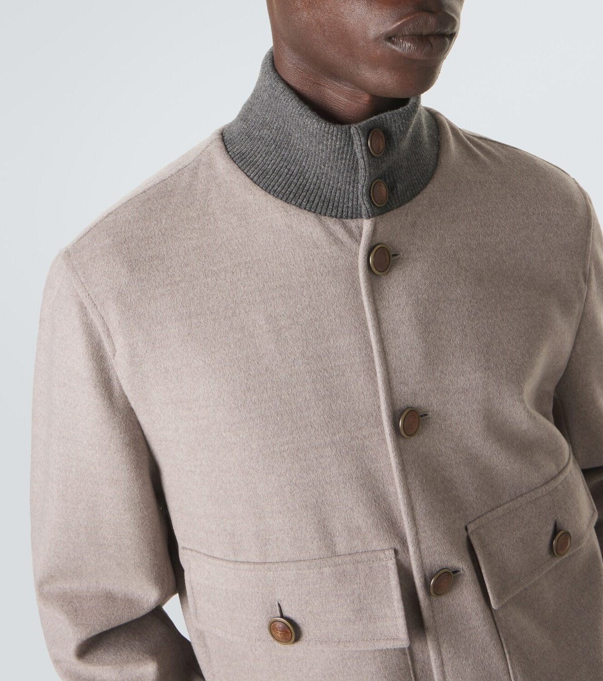 Brunello Cucinelli Cashmere-trimmed wool bomber jacket