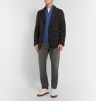 Brunello Cucinelli - Contrast-Tipped Cashmere Half-Zip Sweater - Men - Blue