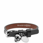 Alexander McQueen Men's Stud Single Wrap Skull Bracelet in Black/Silver