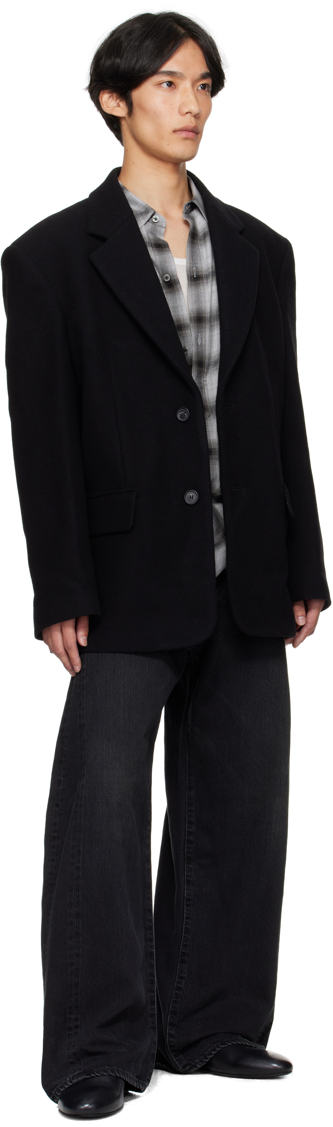 stein Black Deformation Wide Jeans