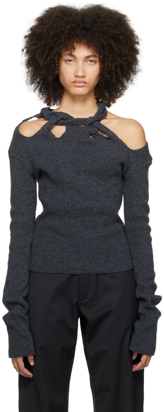 Photo: Jade Cropper Gray Cutout Sweater