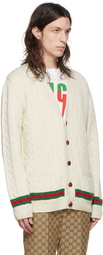 Gucci Beige Cable Knit Web Cardigan