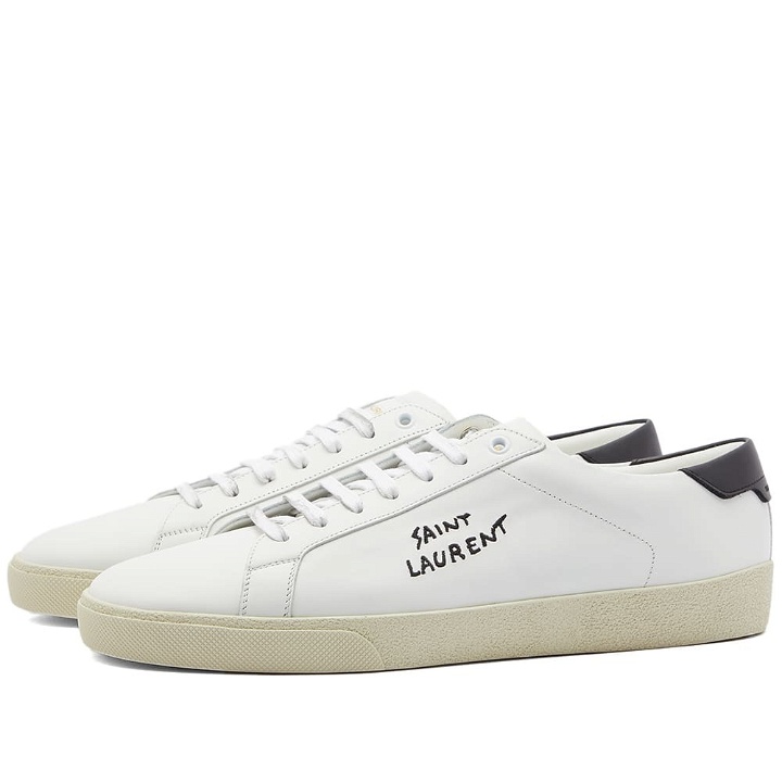 Photo: Saint Laurent Men's Sl-06 Signature Low Top Sneakers in White/Black
