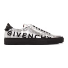 Givenchy Silver and Black Embroidered Urban Street Sneakers