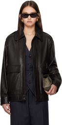 Nour Hammour Brown Drey Leather Jacket