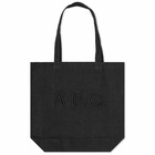 A.P.C. Diane Denim Tonal Logo Shopping Bag in Washed Black