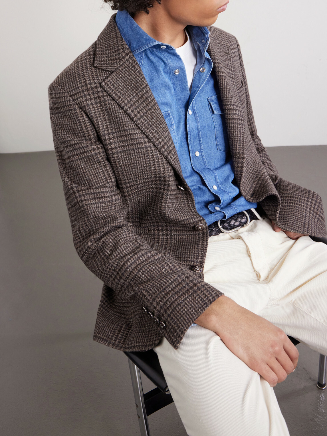 Brunello Cucinelli - Houndstooth Cashmere Blazer - Brown