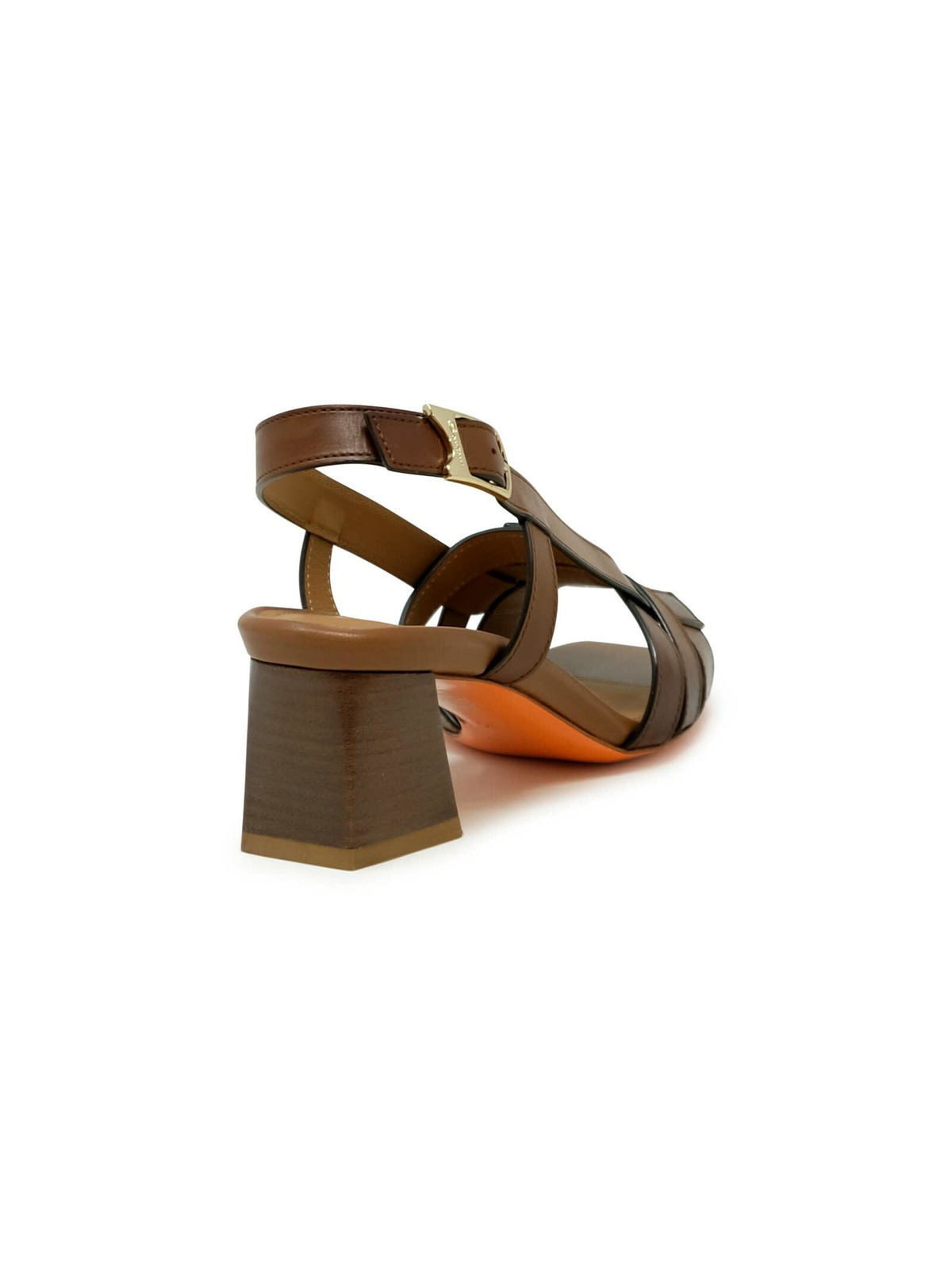 Santoni Brown Leather Slingback Sandal