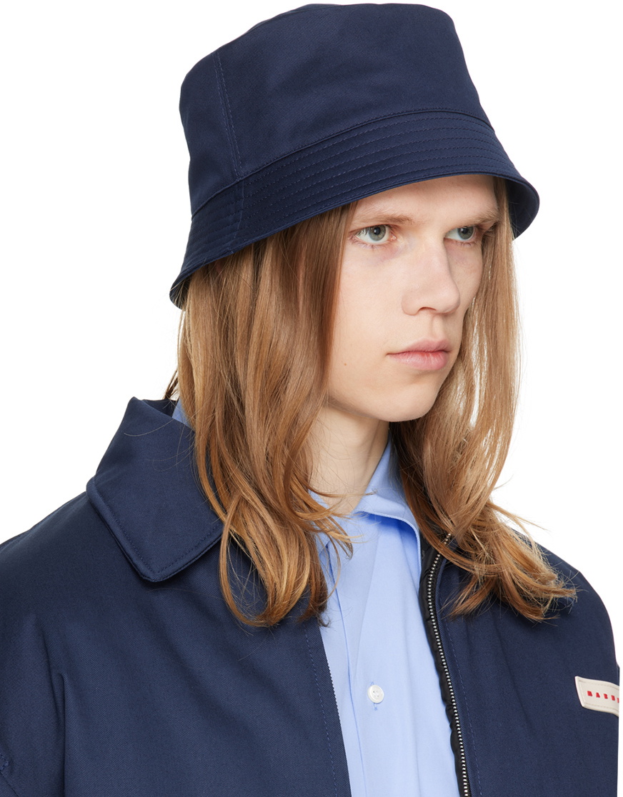 ハット MARNI Logo embroidery bucket hat Black organic gabardine bucket hat with embroidered logo | Marni