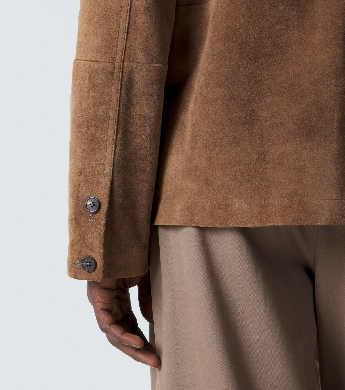 The Row Ulrich paneled suede jacket