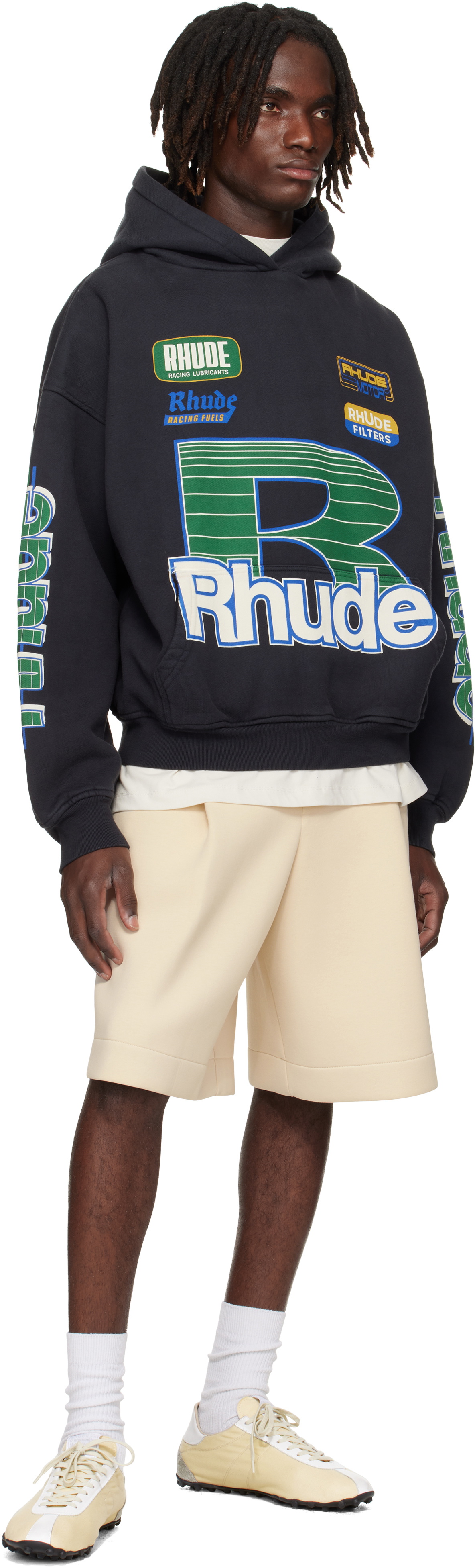 Rhude Black Roadway Racing Hoodie Rhude