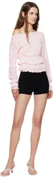 GUIZIO Black Rib-Knit Hot Shorts