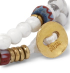 Mikia - Malachite and Silver-Tone Beaded Wrap Bracelet - White