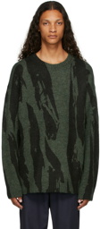 Kenzo Green Pleat Camo Sweater