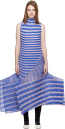ISSEY MIYAKE Navy Generic Stripes Machine Pleats Midi Dress