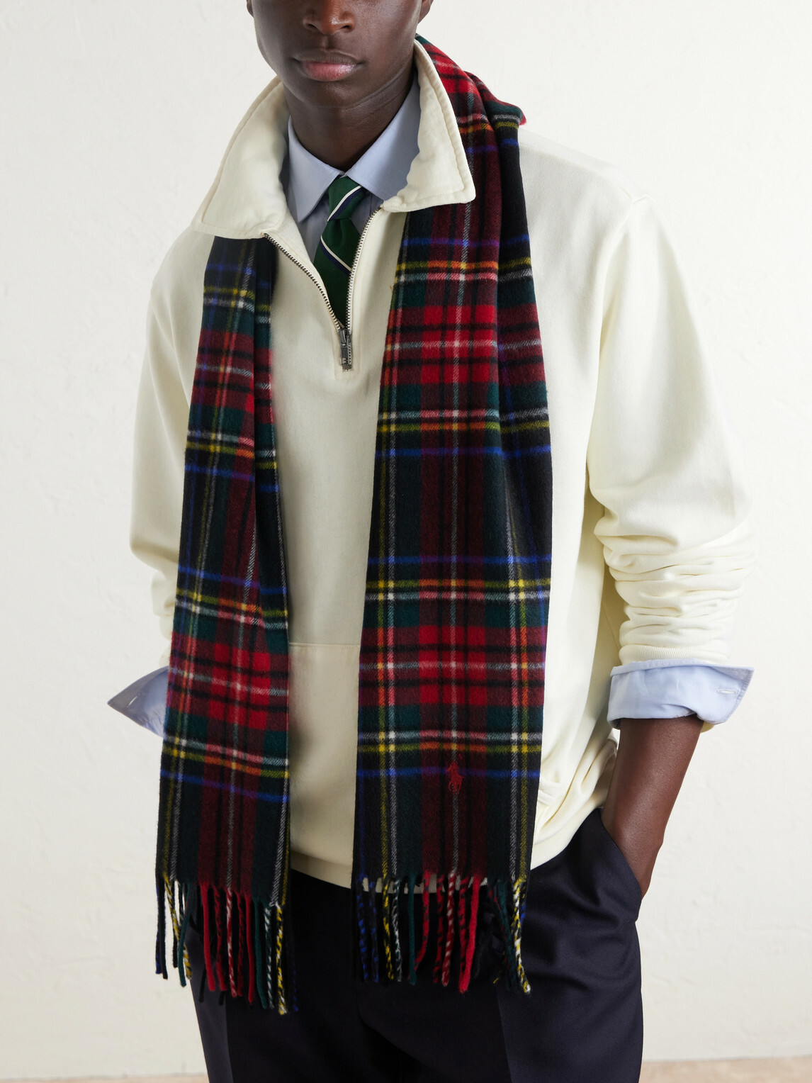 Polo Ralph Lauren - Fringed Logo-Embroidered Recycled Cashmere-Blend Scarf