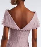 Georges Hobeika Silk-blend georgette and lace corset gown