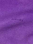 AMIRI - Pigment Spray Star Leather-Trimmed Cotton-Jersey Hoodie - Purple