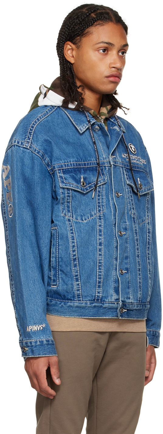 AAPE by *A Bathing APE庐 Checkerboard Denim Dungarees - Blue