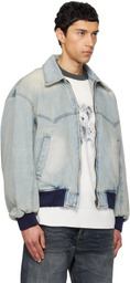 We11done Blue Western Harrington Denim Jacket