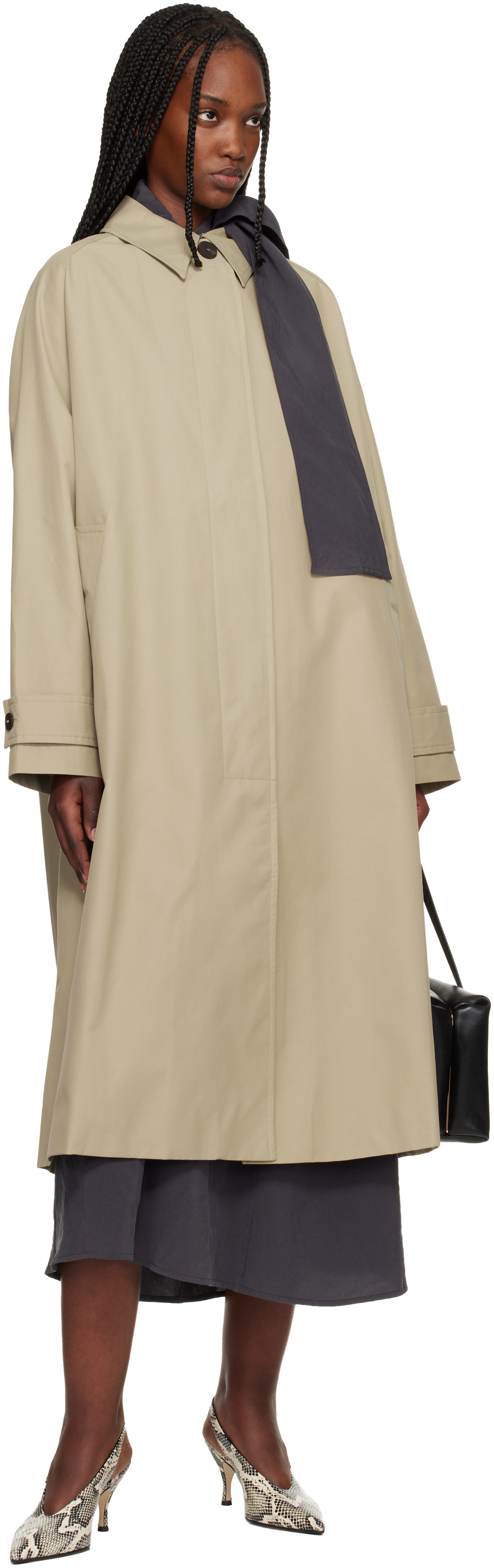 Studio Nicholson Beige Holin Technical Cotton Trench Coat