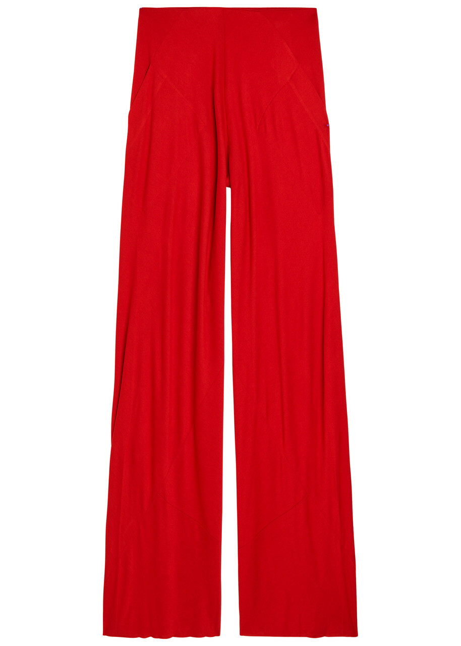 Rick Owens Lilies Bias Fine-knit Trousers Red