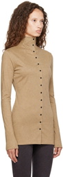 BAMBOU ROGER KWONG Beige High Collar Fitted Shirt