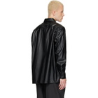 MM6 Maison Margiela Black Long-Sleeved Faux-Leather Shirt