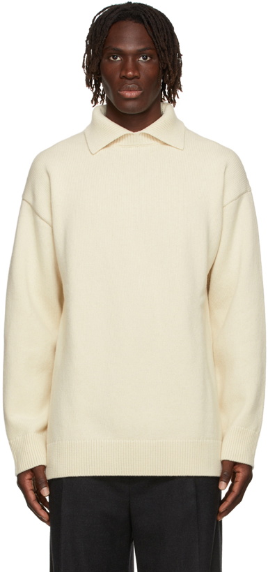 Photo: Jil Sander Off-White Wool & Cashmere Oversized Polo
