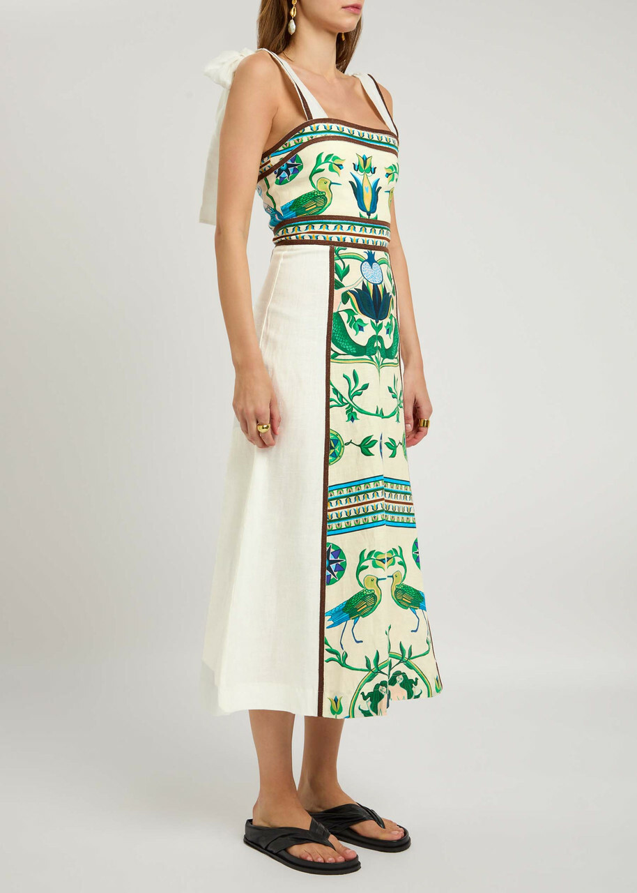 Lug Von Siga Ornella Printed Linen Midi Dress Green