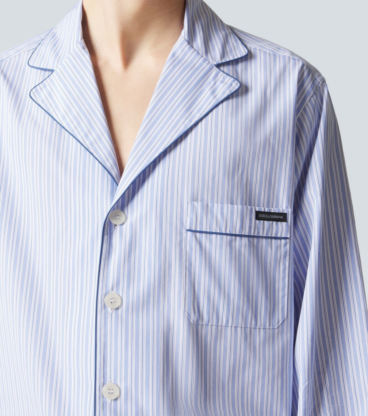 Dolce&Gabbana Striped cotton and silk poplin pajama shirt