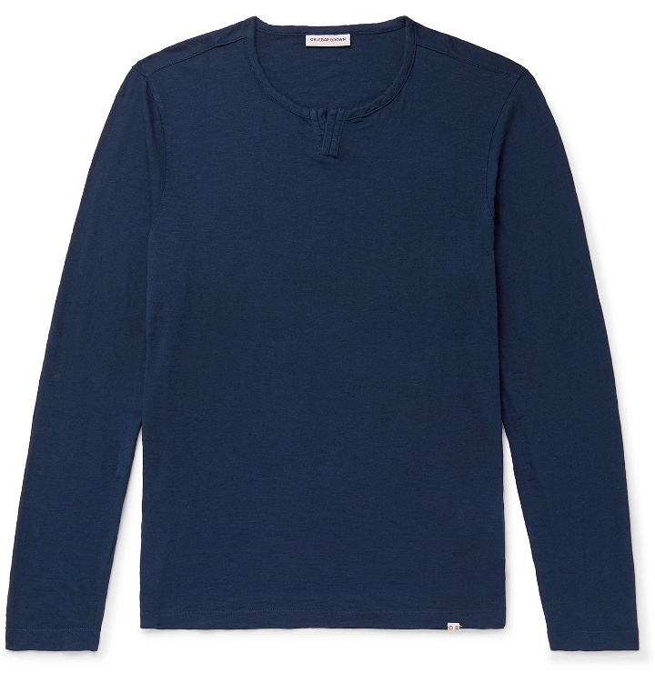 Photo: Orlebar Brown - Ackley Garment-Dyed Slub Cotton-Jersey T-Shirt - Blue