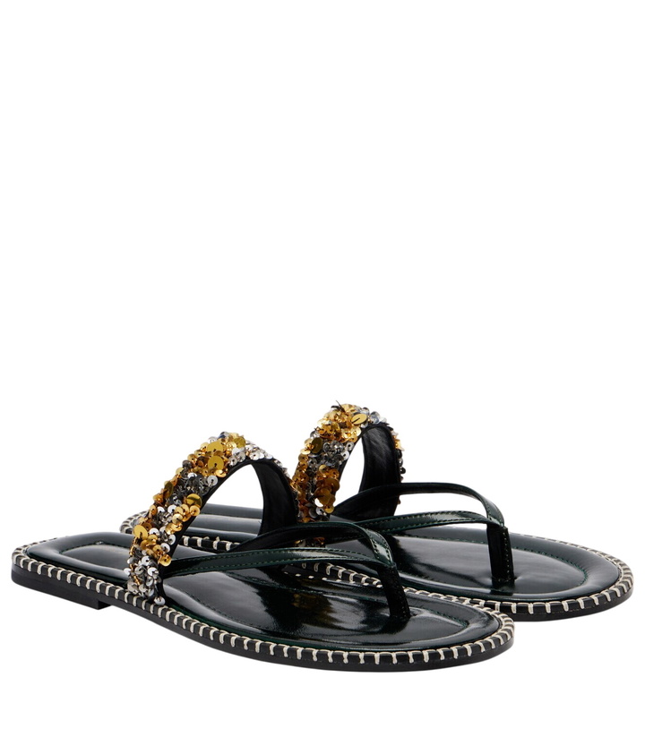 Photo: Dries Van Noten Sequined leather thong sandals