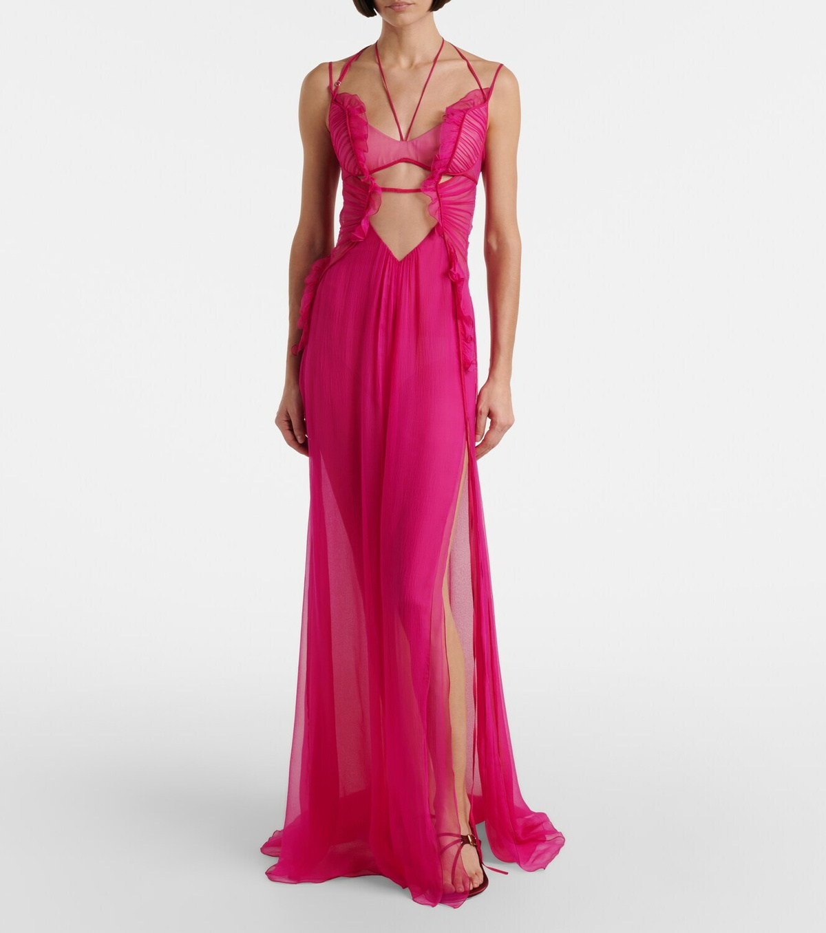 Nensi Dojaka Semi-sheer silk gown