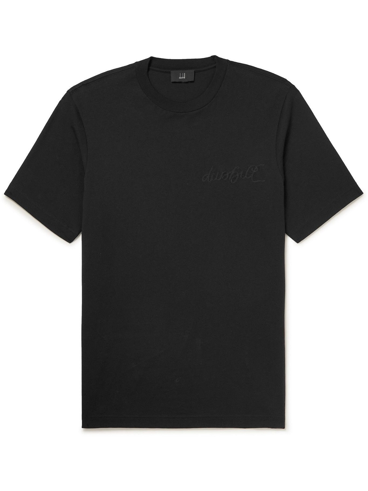 DUNHILL - Logo-Embroidered Cotton-Jersey T-Shirt - Black Dunhill