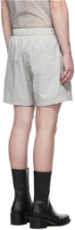 AMOMENTO Grey Nylon Banding Shorts
