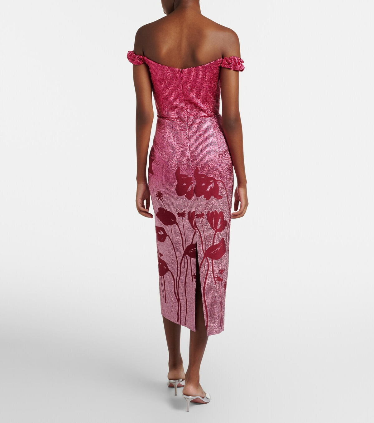 Markarian Amina floral lamé corset dress