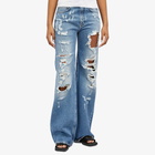 Paco Rabanne Women's Ripped Baggy Jeans in Denim Blue