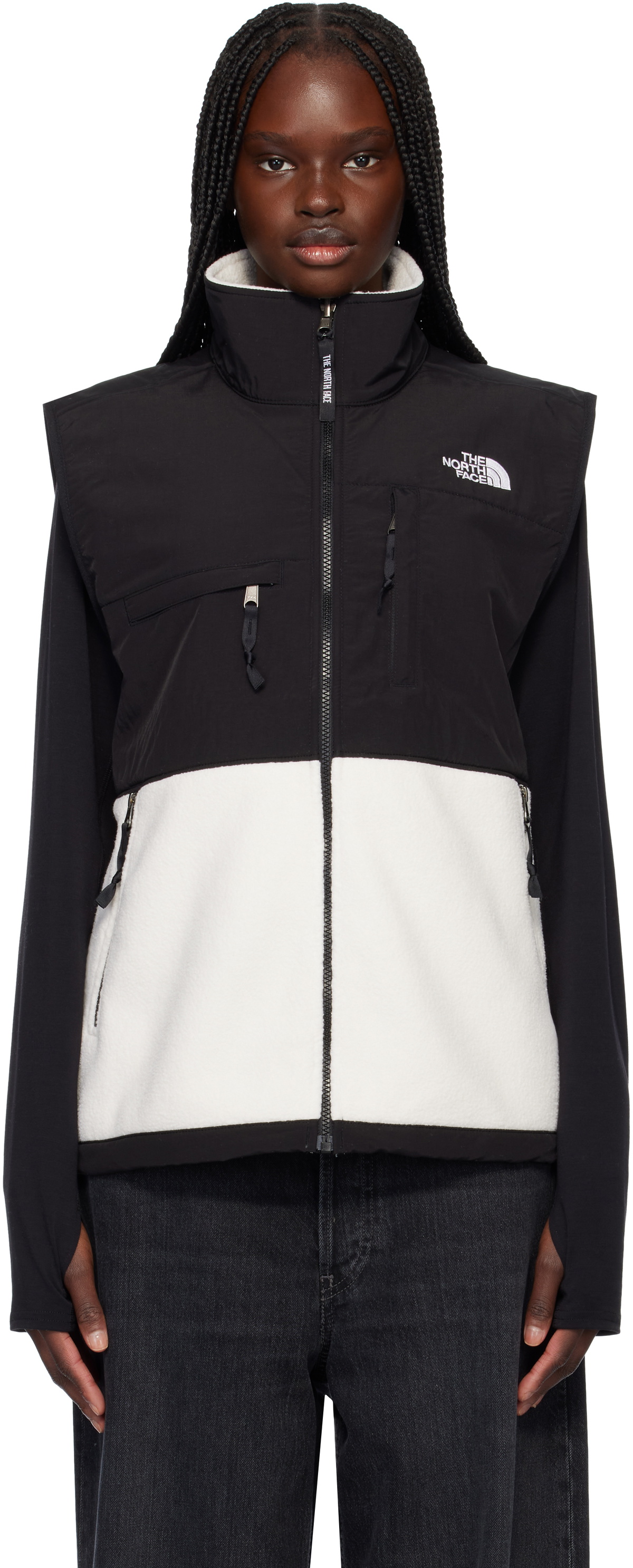 The North Face White & Black Retro Denali Vest
