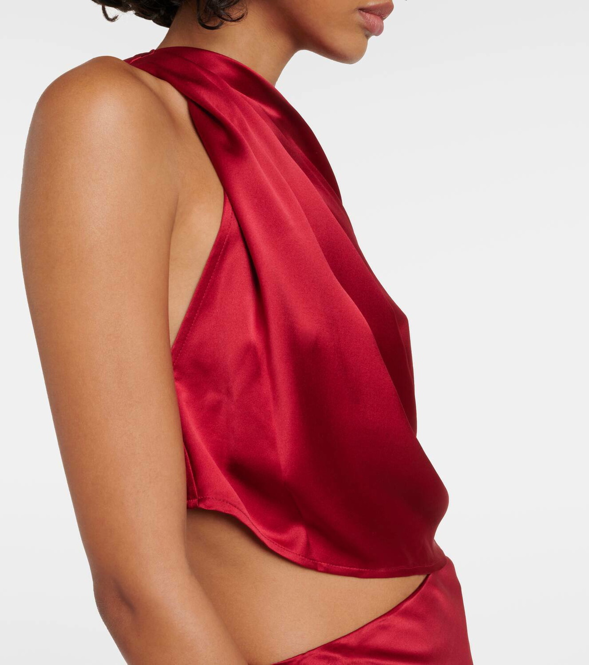 The Sei Draped one-shoulder silk satin top