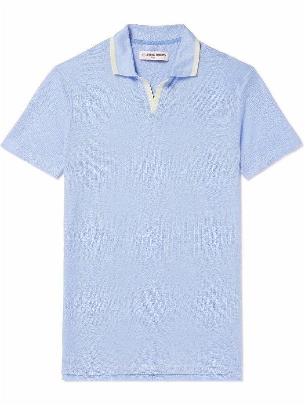 Photo: Orlebar Brown - Felix Slim-Fit Contrast-Tipped Linen-Jersey Polo Shirt - Blue