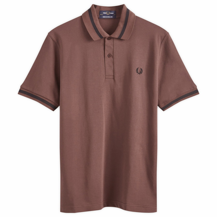 Photo: Fred Perry Men's Original Single Tipped Polo Shirt in Brick/Black