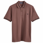 Fred Perry Men's Original Single Tipped Polo Shirt in Brick/Black